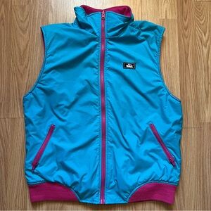 Vintage 80s Woolrich Down Puffer Vest‎ “The Woman” Fleece Lined Teal Pink Size M